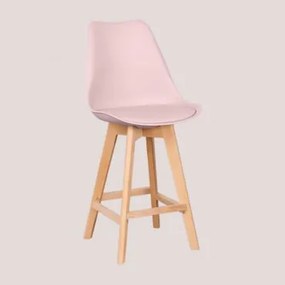 Pacote De 2 Bancos Altos De 65 Cm Com Almofada Em Couro Sintético Nórdico Cor-de-rosa Avelã - Sklum