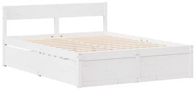 Cama sem colchão 140x200 cm madeira de pinho maciça branco