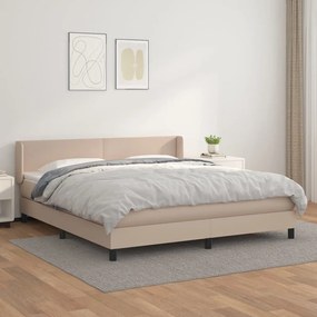 vidaXL Cama com molas/colchão 180x200 cm couro artificial cappuccino