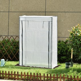 Estufa de jardim, estufa de varanda, lona reforçada com PE, estrutura em aço, porta enrolável com fecho de correr, 100 x 50 x 150 cm, branca