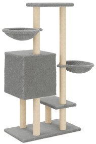 Árvore p/ gatos c/ postes arranhadores sisal 117 cm cinza-claro