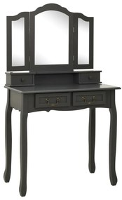 Conj. toucador com banco 80x69x141 cm madeira paulownia cinza