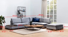 Sofá de Canto Tulip – Cinzento Escuro – 313 x 193 cm