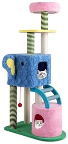 Árvore para gatos do chão ao teto com altura ajustável de 236-271 cm, árvore para gatos de 5 níveis com plataforma, cinza