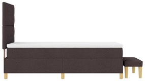 Cama Box Spring com Colchão &amp; Banco Castanho Escuro 80x200 cm Tecido
