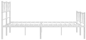 Estrutura de cama com cabeceira e pés 135x190 cm metal branco