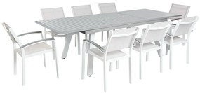 Conjunto de jardim em alumínio mesa e 8 cadeiras cinzentas PERETA Beliani