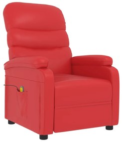 Poltrona massagens reclinável couro artificial vermelho