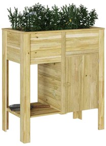 Cama Elevada de Jardim com Armazenamento 85x46x96 cm - Madeira Tratada