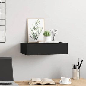 Prateleira de parede com gaveta MDF 40x23,5x10 cm preto