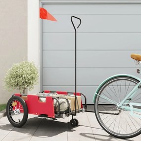 vidaXL Reboque de bicicleta tecido oxford/ferro vermelho