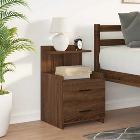 Mesa de cabeceira com 2 gavetas carvalho castanho 40x36,5x62 cm