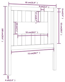 Cabeceira de cama 81x4x100 cm pinho maciço cinzento