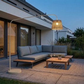 Candeeiro de Pé Exterior Japandi Bege com Abajur de Corda IP44 - Arc Jayla