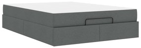 vidaXL Estrutura de cama com colchão 2 pcs Cinza Escuro tecido