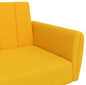 Sofá-cama de 2 lugares veludo amarelo