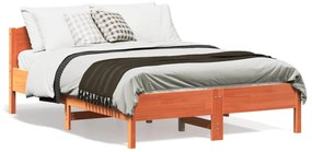 Cama sem colchão 120x190 cm madeira pinho maciça castanho-mel