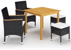 vidaXL 5 pcs conjunto de jantar para jardim preto