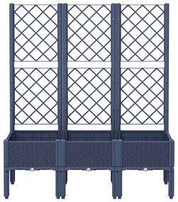 Vaso/floreira de jardim c/ treliça 120x40x142 cm PP cinzento azul