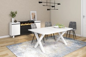 Mesa de sala de jantar | 8 pessoas | 170 | Robusto e estável graças à sua estrutura e pernas sólidas | Ideal para reuniões familiares | Branco | Estil