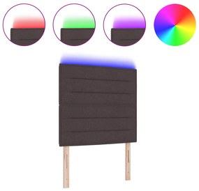 Cabeceira de LED Design Linhas Castanho Escuro 100 cm Tecido