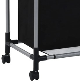 Separador de roupa suja com 3 sacos aço preto