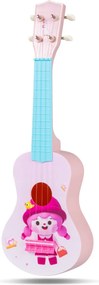 Ukelele de 21 polegadas para crianças infantil com 4 cordas de nylon e 12 trastes para iniciantes Instrumento musical rosa