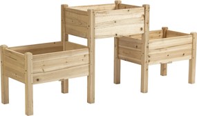 Floreira com pés quadrada para horta, de 2 andares, com dimensões de 184 x 45 x 80 cm; com canais de irrigação; em madeira de abeto pré-oleada