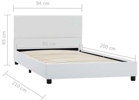Estrutura de cama 90x200 cm couro artificial branco