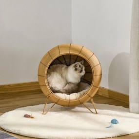 PawHut Cama de Vime para Gatos Caverna de Vime para Gatos Pequenos com