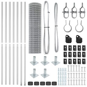 Cerca Euro com 7 postes, 0,8 x 10m, em aço galvanizado