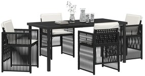 Conjunto de Jantar para Jardim de 5 Peças com Almofadas de Rattan Poli