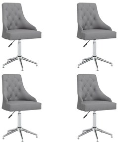 vidaXL Cadeiras de jantar giratórias 4 pcs tecido cinzento-claro