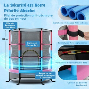 Trampolim de Jardim para Crianças Ø165CM com Rede de Proteção, Suportes de Mola e Estrutura de Aço Azul