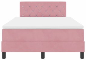 Cama Box com Colchão e LED Rosa 120x190 cm Veludo