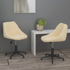 vidaXL Cadeiras de jantar giratórias 2 pcs veludo cor creme