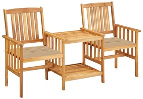 Cadeiras de jardim c/ mesa de centro e almofadões acácia maciça