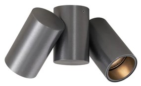 Foco embutido de design, metal cinzento escuro, GU10, 50mm, 2 luzes, inclinável - Michael