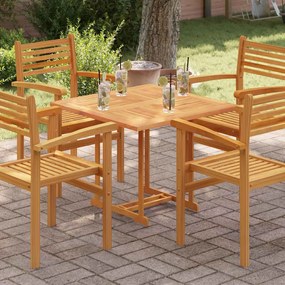 vidaXL Tampo de mesa quadrado 80x80x2,5 cm madeira de teca maciça