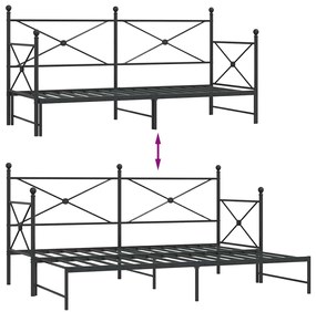 Cama de dia com gavetão sem colchão 90x200 cm aço preto
