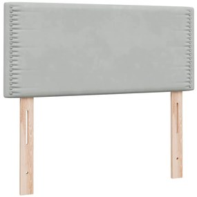 Cama com molas/colchão cinzento-claro 90x220 cm veludo