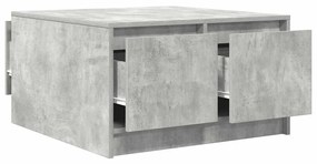 Mesa de centro com gavetas 70,5x70x40 cm cinzento-cimento