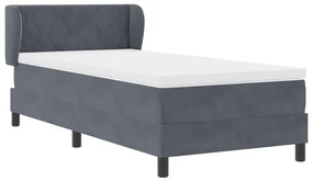 Cama Box Spring com Colchão VidaXL Cinza Escuro 90x200 cm em Veludo