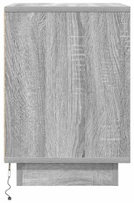 Mesa de cabeceira com luzes LED 38x34x50 cm cinzento-sonoma