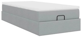 Estrutura cama otomana colchão 100x200 cm tecido cinzento claro
