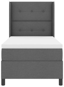 Cama Box com Colchão e LED Cinza Escuro 90x200 cm, Tecido