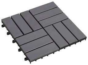 46587 vidaXL Ladrilhos de terraço 10 pcs 30x30 cm acácia maciça cinzento