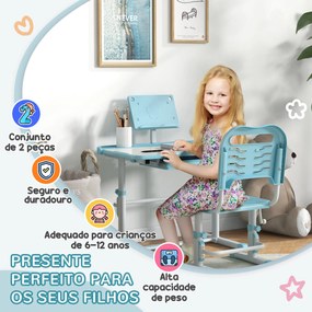 ZONEKIZ Conjunto de Secretária e Cadeira para Crianças de 6-12 Anos Se