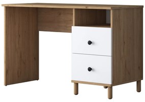 Secretária de Estudo HA109 – Nogueira e Branco – 120x73,8x50 cm