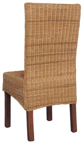 Cadeiras de jantar 4 pcs vime genuíno castanho